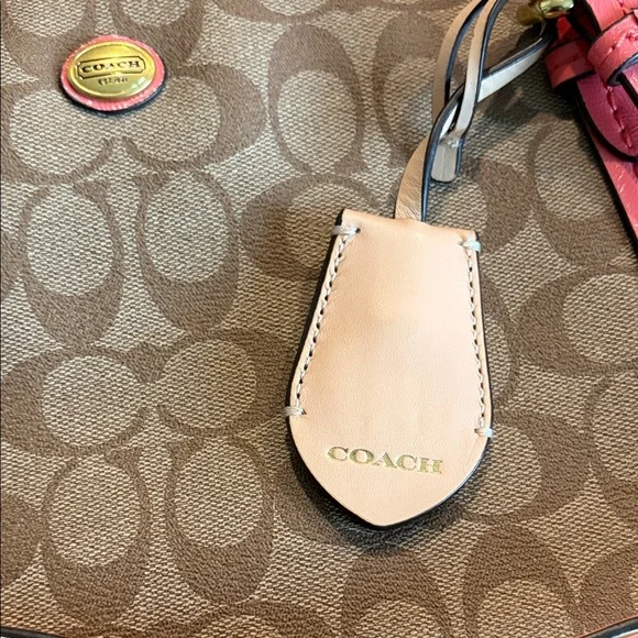 Coach Tan and Pink Signature Tote 15”x12”x4” - Picture 6 of 6